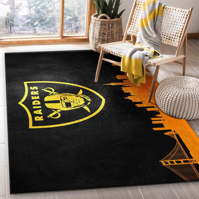 Las Vegas Raiders Rug NFL Area Rug Living Room Rug Indoor Outdoor Rug Rectangle Carpet