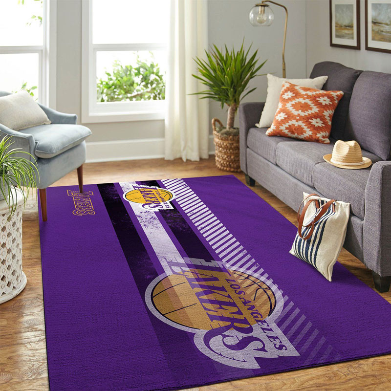 Los Angeles Lakers Area Rug NBA Area Rug Bedroom Area Rug Indoor Outdoor Rugs Rectangle Carpet