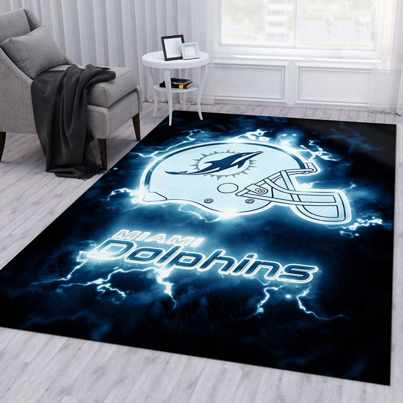 Miami Dolphins Rug NFL Area Rug Bathroom Rug Outdoor Rugs Rectangle Carpet