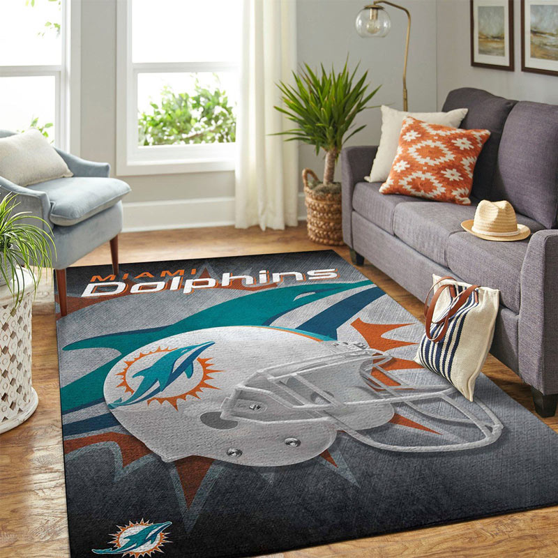 Miami Dolphins Area Rug NFL Area Rug Living Room Rug Outdoor Rugs Rectangle Carpet