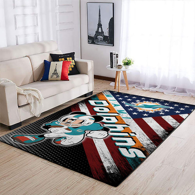 Miami Dolphins Rug NFL Area Rug Dining Room Rugs Outdoor Rug Rectangle Carpet