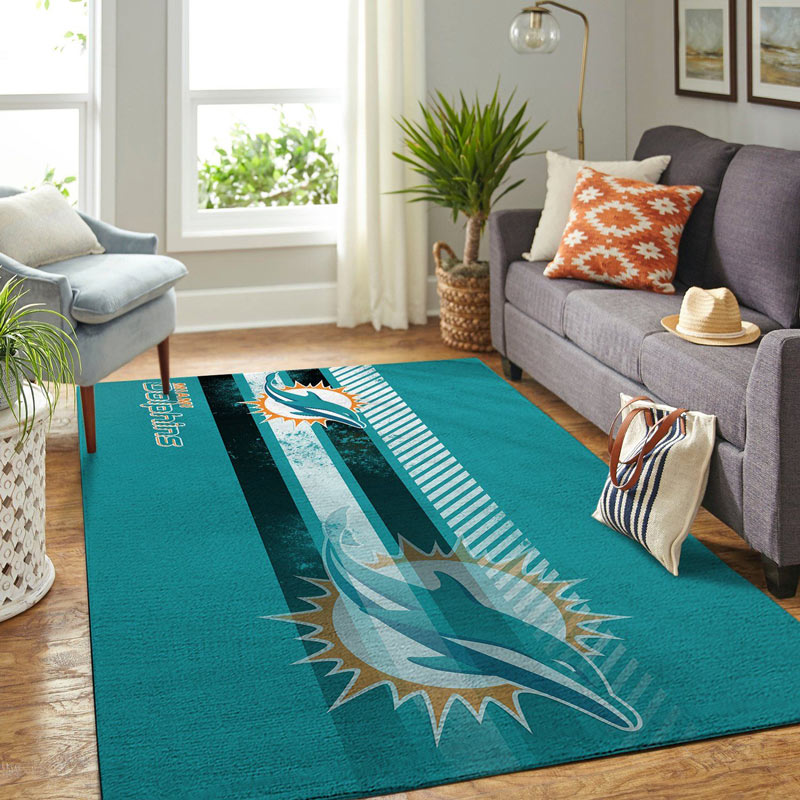 Miami Dolphins Area Rug NFL Area Rug Bedroom Rug Indoor Outdoor Rugs Rectangle Carpet