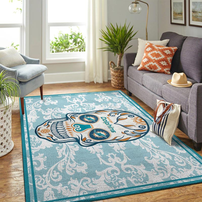 Miami Dolphins Rug NFL Area Rug Dining Room Rug Indoor Outdoor Rugs Rectangle Carpet