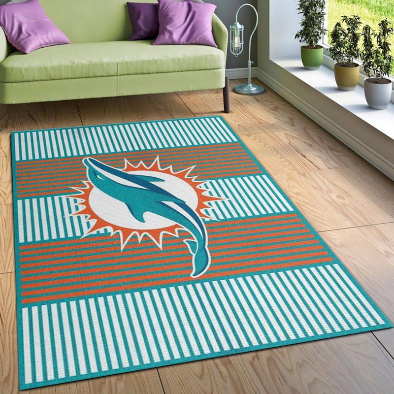 Miami Dolphins Area Rug NFL Area Rug Kitchen Rug Indoor Outdoor Rugs Rectangle Carpet