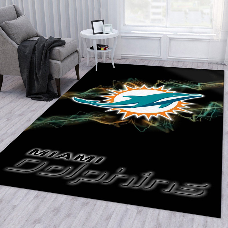 Miami Dolphins Rug NFL Area Rug Bathroom Rug Outdoor Rug Rectangle Carpet