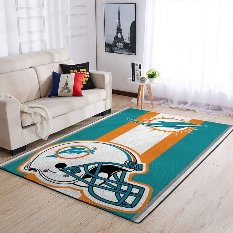Miami Dolphins Area Rug NFL Area Rug Bedroom Rug Outdoor Rug Rectangle Carpet