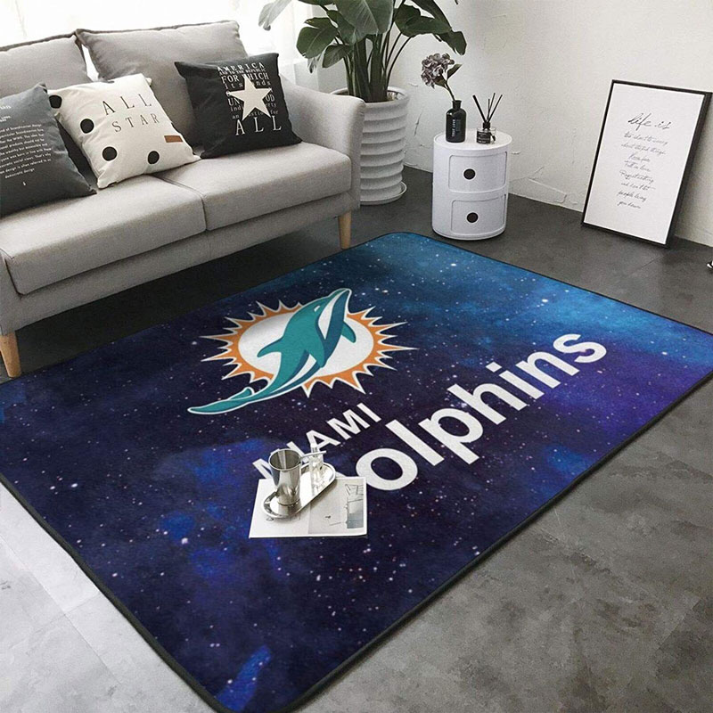Miami Dolphins Area Rug NFL Area Rug Bedroom Rug Outdoor Rug Rectangle Carpet
