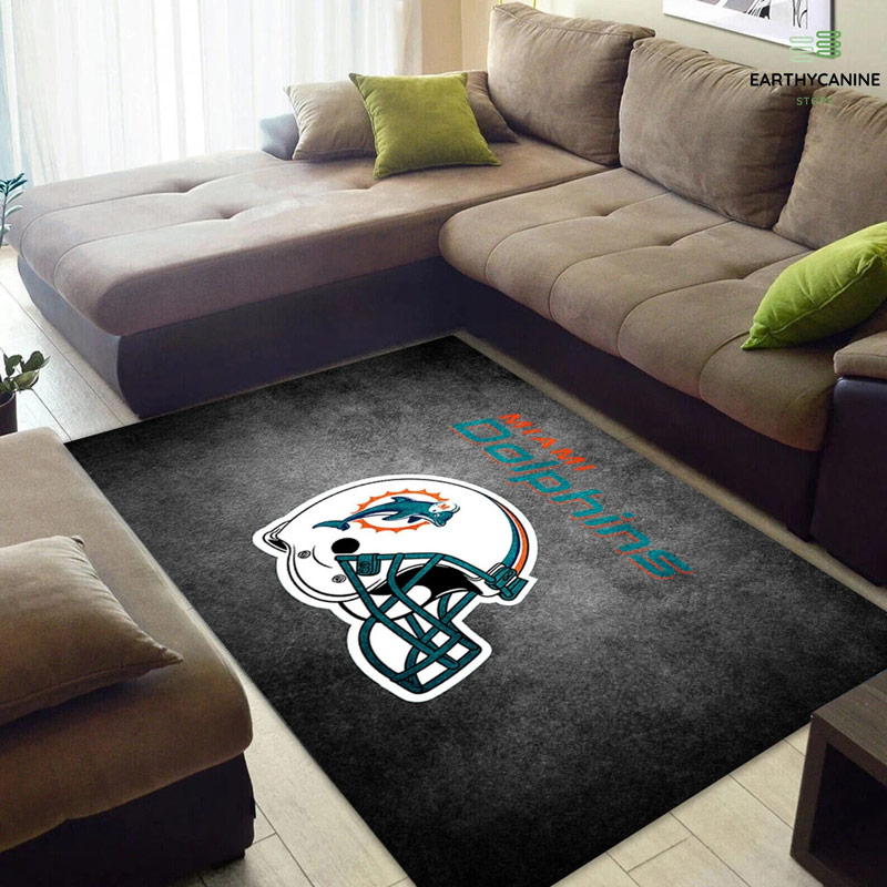 Miami Dolphins Area Rug NFL Area Rug Living Room Rug Outdoor Rug Rectangle Carpet