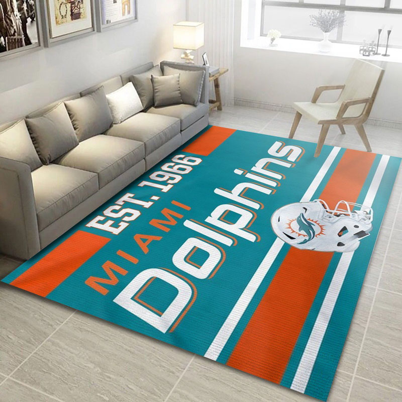 Miami Dolphins Area Rug NFL Area Rug Bedroom Rug Indoor Rug Rectangle Carpet