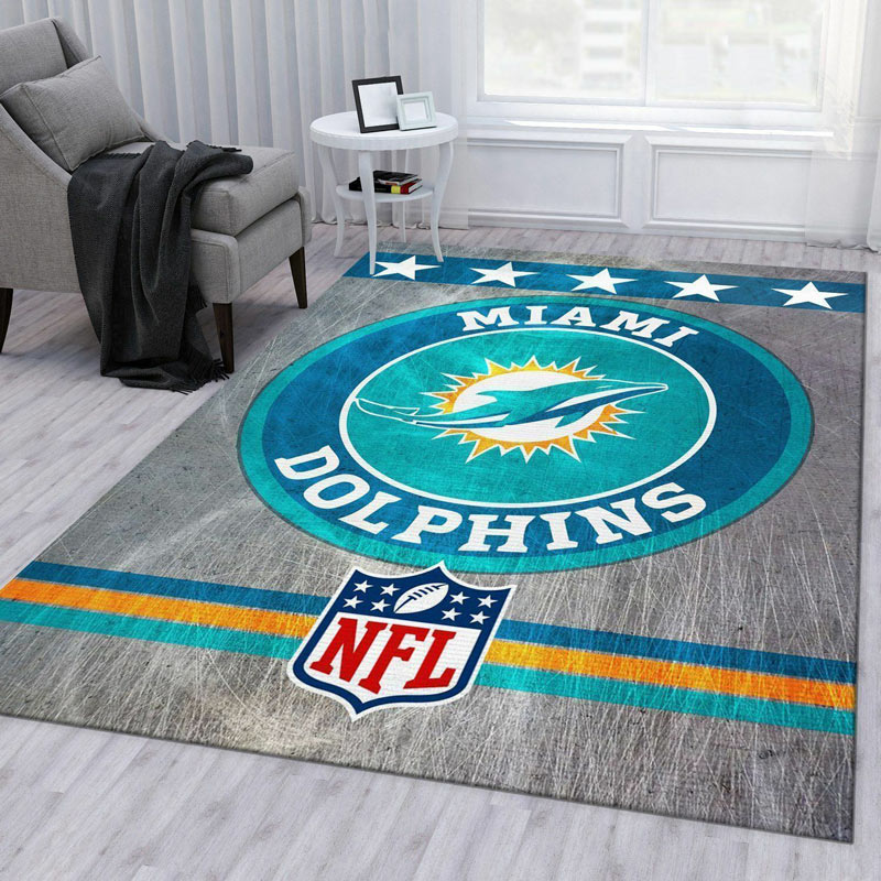 Miami Dolphins Rug NFL Area Rug Living Room Rug Indoor Outdoor Rugs Rectangle Carpet