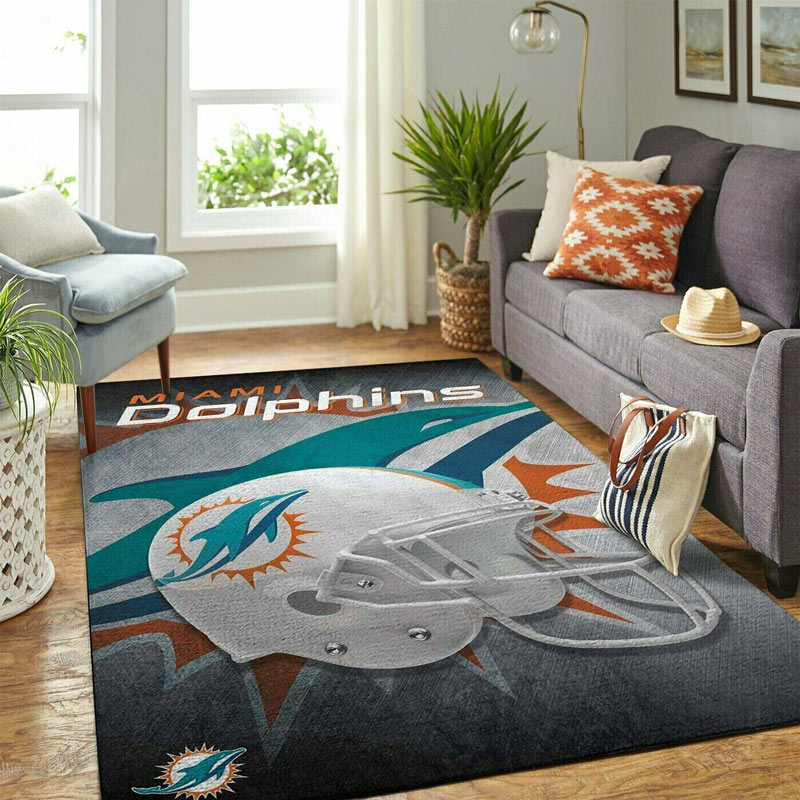 Miami Dolphins Area Rug NFL Area Rug Dining Room Rugs Indoor Outdoor Rug Rectangle Carpet