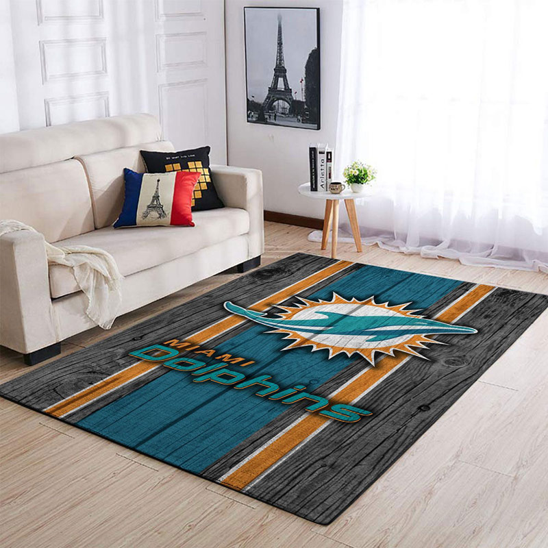 Miami Dolphins Area Rug NFL Area Rug Bathroom Rug Indoor Outdoor Rug Rectangle Carpet