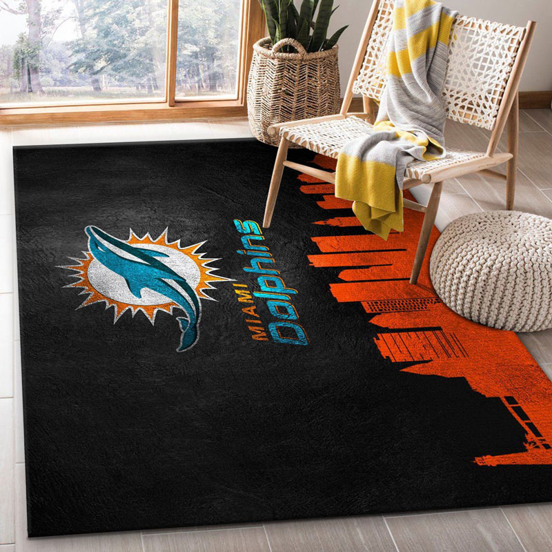 Miami Dolphins Area Rug NFL Area Rug Bathroom Rugs Outdoor Rug Rectangle Carpet
