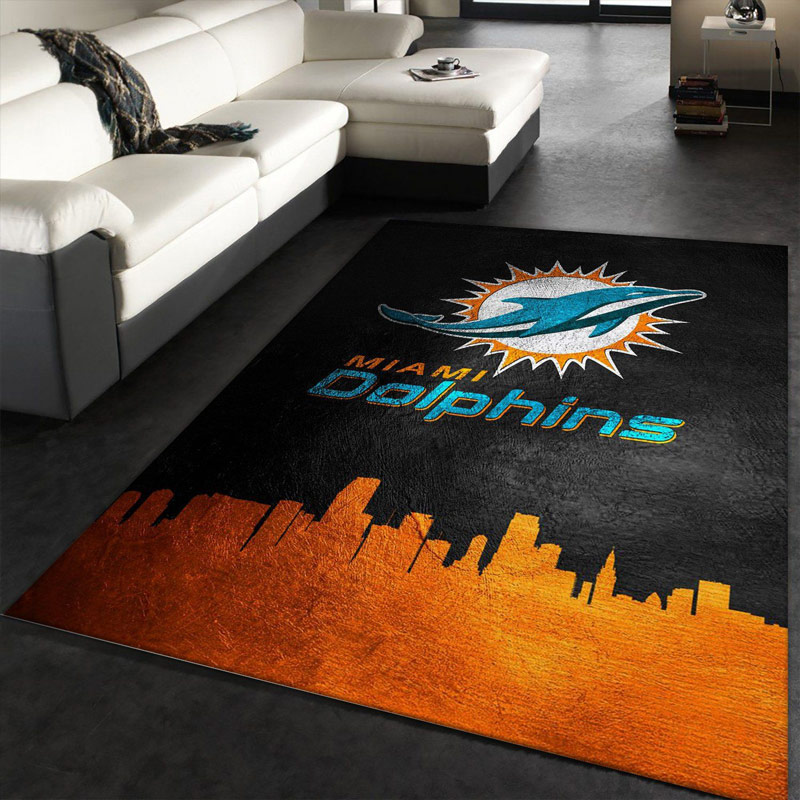 Miami Dolphins Area Rug NFL Area Rug Bedroom Area Rug Outdoor Rug Rectangle Carpet