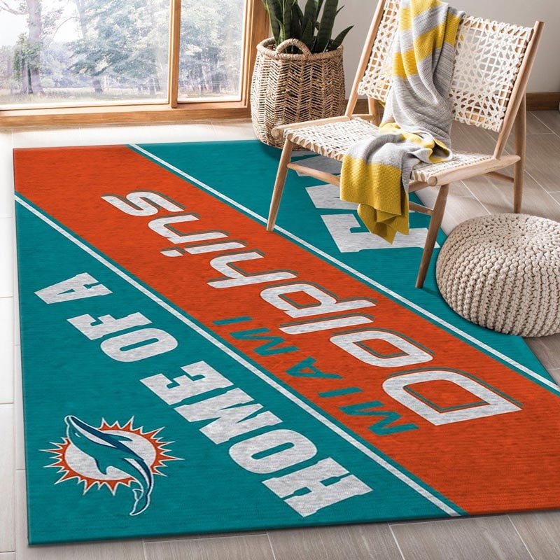 Miami Dolphins Rug NFL Area Rug Dining Room Rugs Indoor Outdoor Rugs Rectangle Carpet