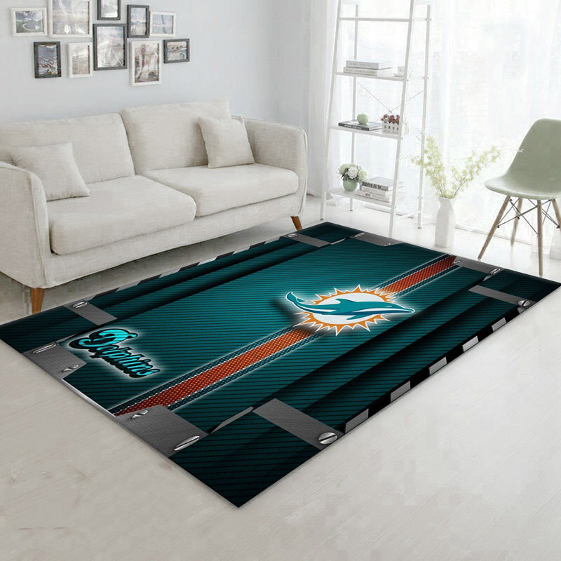 Miami Dolphins Area Rug NFL Area Rug Bathroom Rug Indoor Outdoor Rugs Rectangle Carpet
