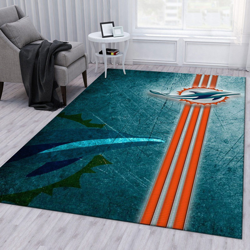 Miami Dolphins Rug NFL Area Rug Bathroom Rugs Indoor Outdoor Rug Rectangle Carpet