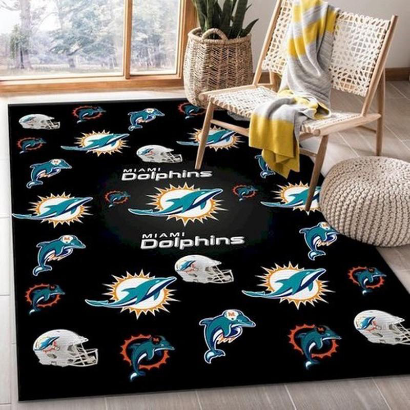 Miami Dolphins Area Rug NFL Area Rug Bedroom Rug Indoor Outdoor Rugs Rectangle Carpet