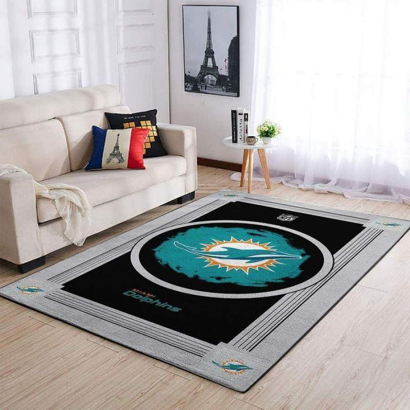 Miami Dolphins Area Rug NFL Area Rug Bedroom Rug Outdoor Rugs Rectangle Carpet