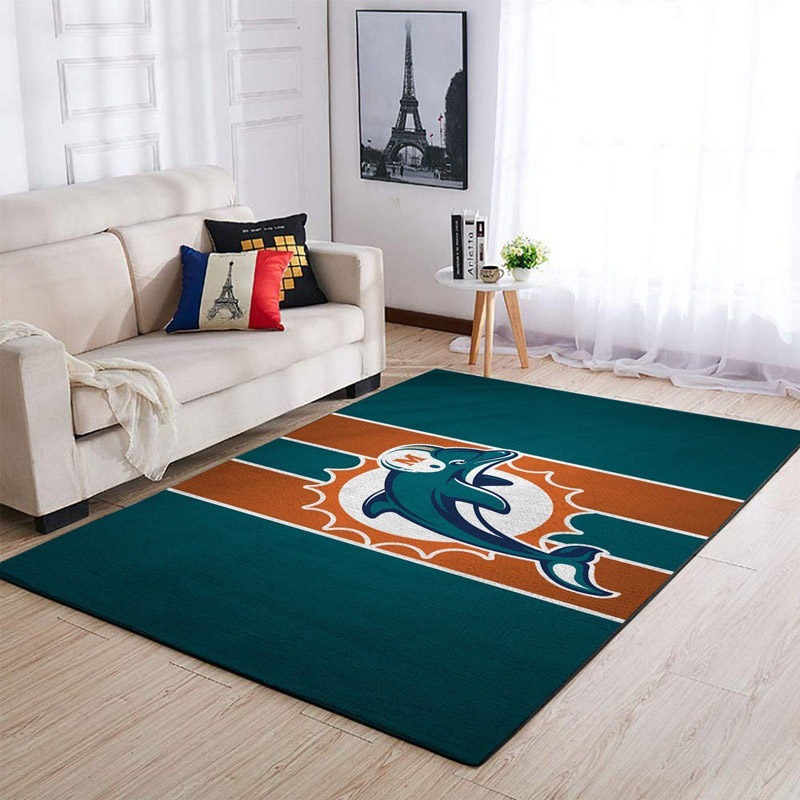 Miami Dolphins Rug NFL Area Rug Kitchen Rug Indoor Outdoor Rug Rectangle Carpet