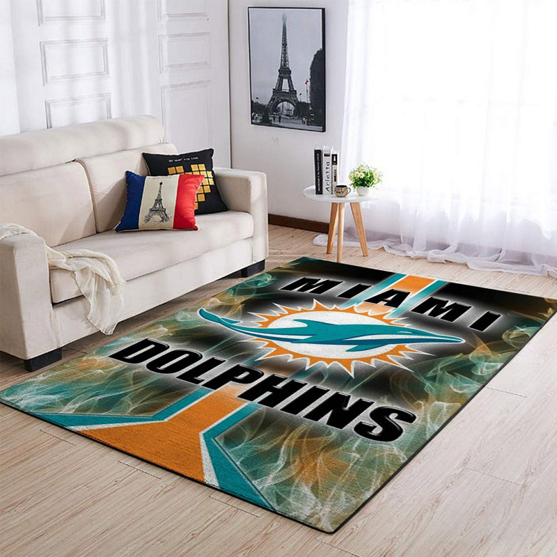 Miami Dolphins Rug NFL Area Rug Bathroom Rug Indoor Outdoor Rugs Rectangle Carpet