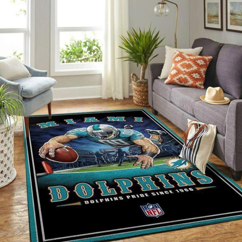 Miami Dolphins Area Rug NFL Area Rug Kitchen Rug Indoor Outdoor Rug Rectangle Carpet