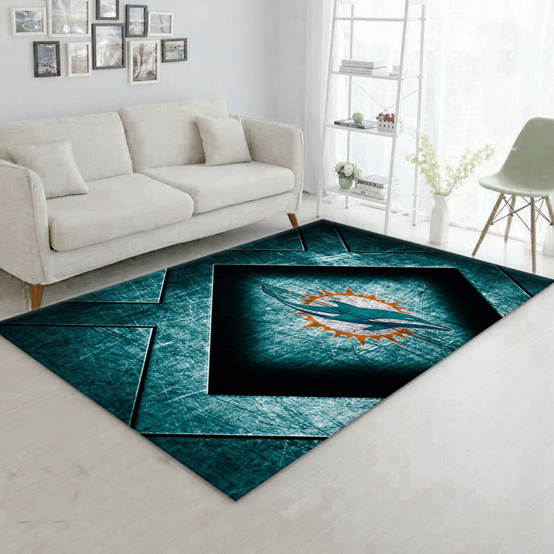 Miami Dolphins Rug NFL Area Rug Bedroom Rug Indoor Outdoor Rugs Rectangle Carpet