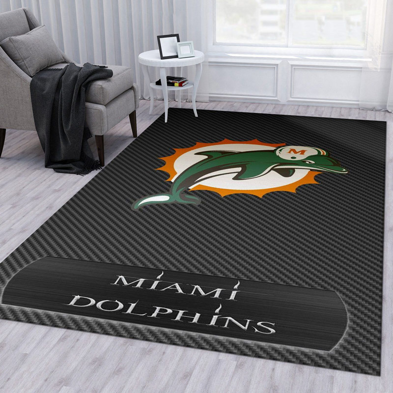 Miami Dolphins Rug NFL Area Rug Dining Room Rug Outdoor Rugs Rectangle Carpet