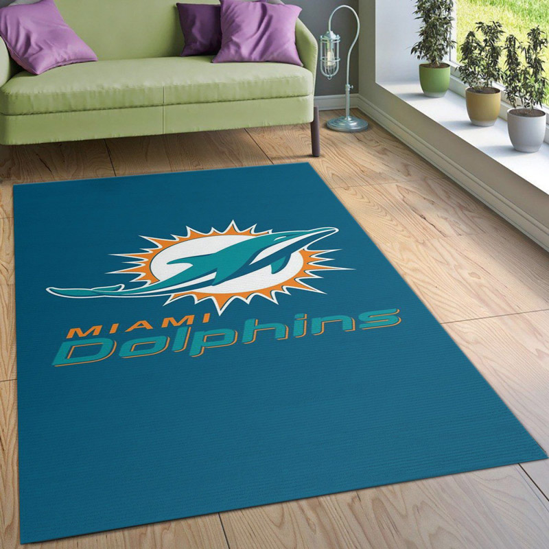 Miami Dolphins Rug NFL Area Rug Dining Room Rug Indoor Outdoor Rug Rectangle Carpet