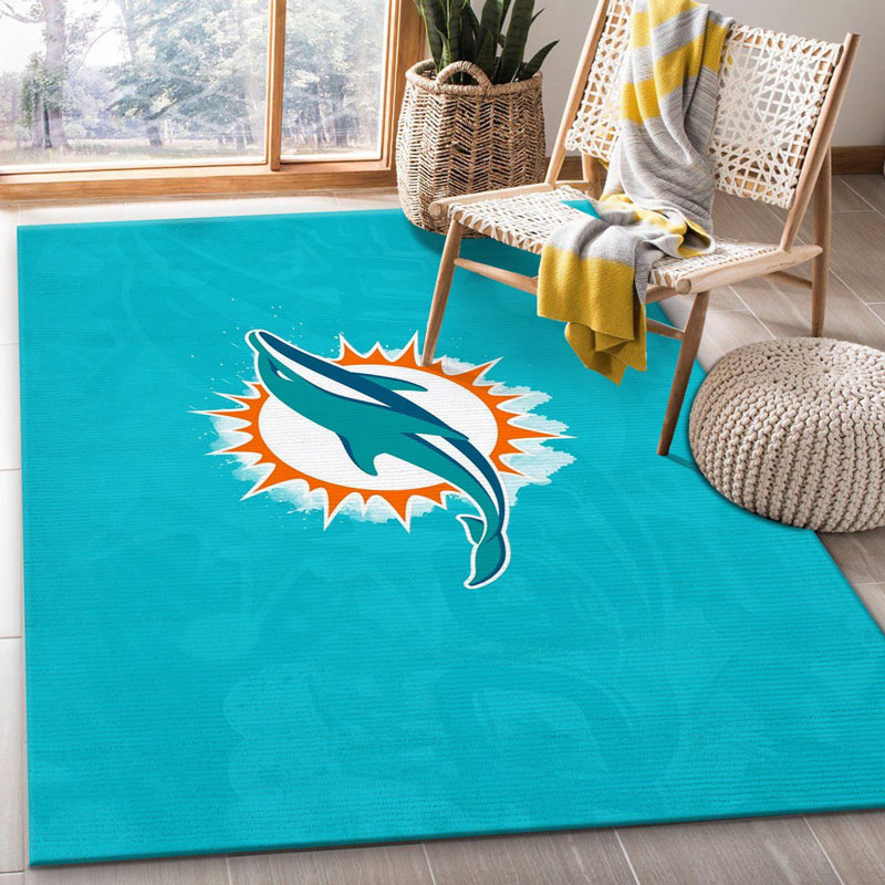 Miami Dolphins Area Rug NFL Area Rug Living Room Area Rug Outdoor Rug Rectangle Carpet