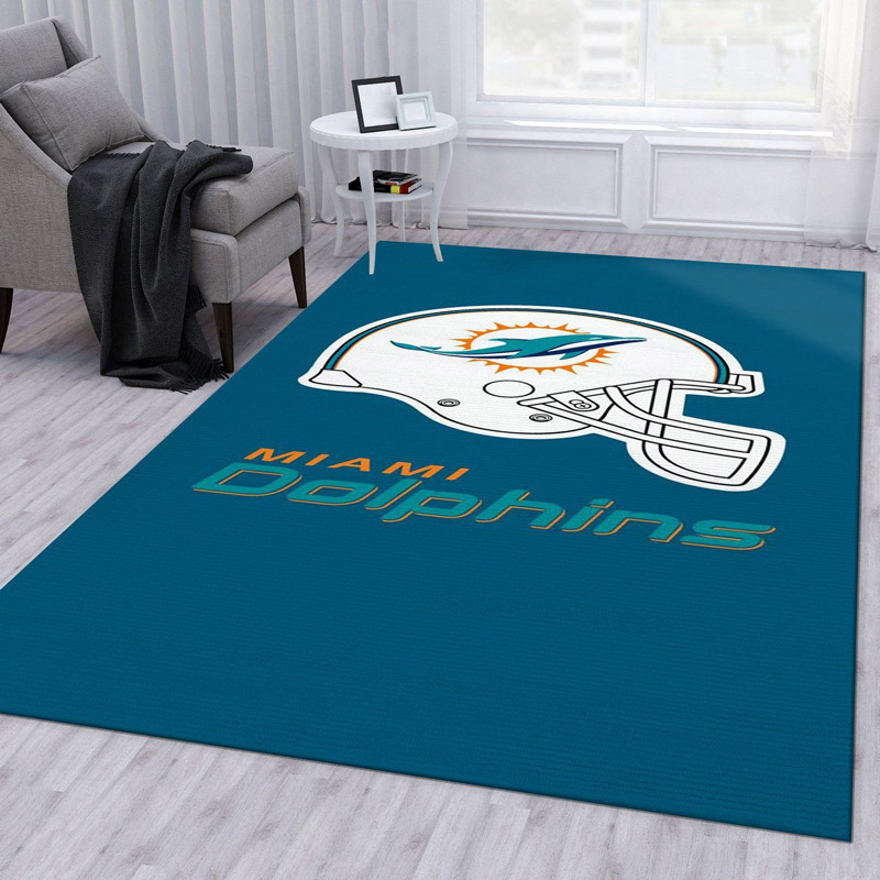 Miami Dolphins Rug NFL Area Rug Kitchen Rug Indoor Outdoor Rugs Rectangle Carpet