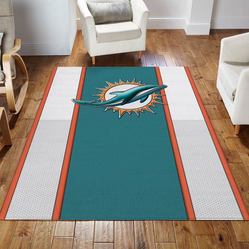 Miami Dolphins Area Rug NFL Area Rug Kitchen Rug Indoor Outdoor Rugs Rectangle Carpet