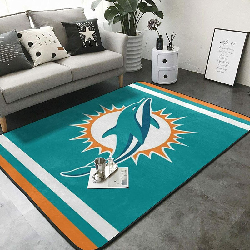 Miami Dolphins Area Rug NFL Area Rug Bedroom Area Rug Indoor Rugs Rectangle Carpet