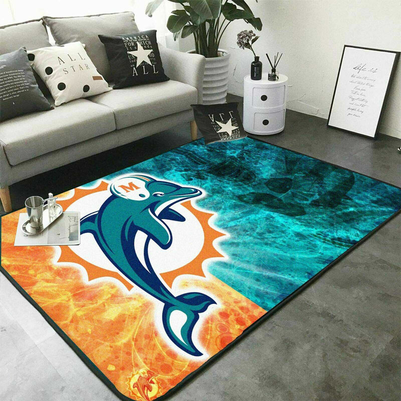 Miami Dolphins Rug NFL Area Rug Bathroom Rugs Indoor Rugs Rectangle Carpet