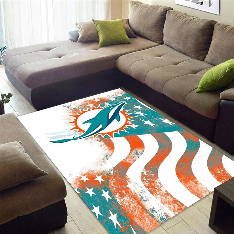 Miami Dolphins Rug NFL Area Rug Kitchen Rug Outdoor Rugs Rectangle Carpet