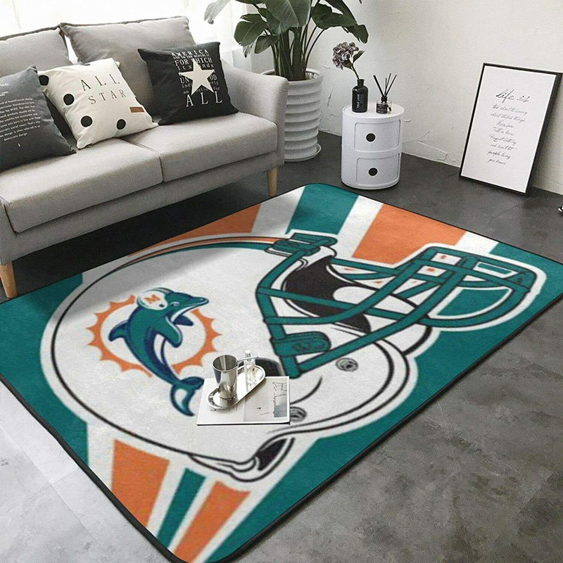 Miami Dolphins Area Rug NFL Area Rug Bedroom Rug Indoor Rugs Rectangle Carpet