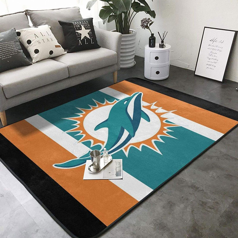Miami Dolphins Area Rug NFL Area Rug Bedroom Rug Outdoor Rug Rectangle Carpet
