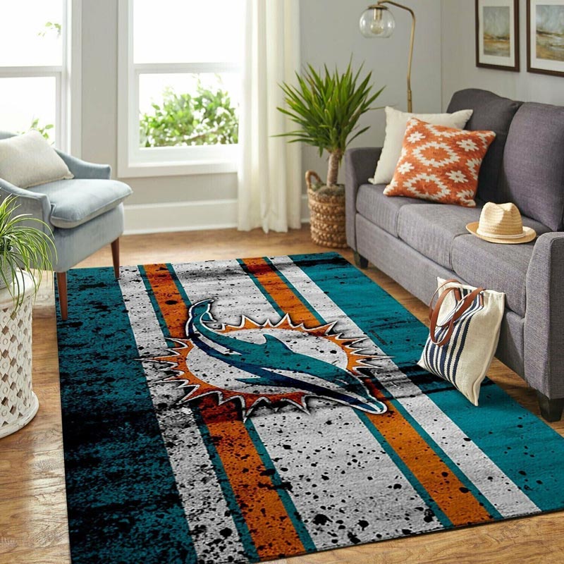 Miami Dolphins Area Rug NFL Area Rug Kitchen Rug Indoor Outdoor Rug Rectangle Carpet
