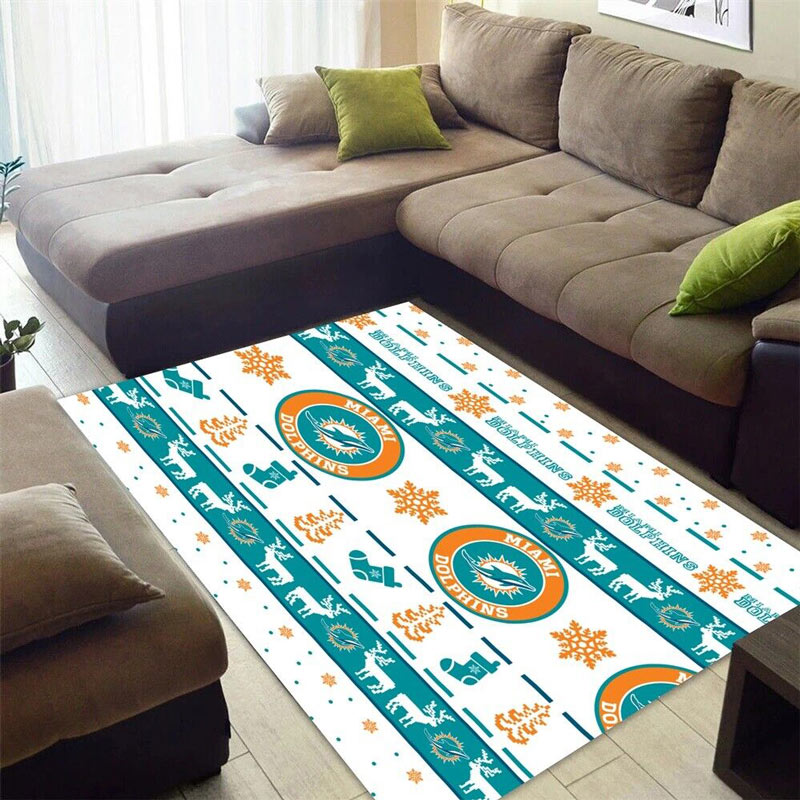 Miami Dolphins Rug NFL Area Rug Dining Room Rug Outdoor Rug Rectangle Carpet