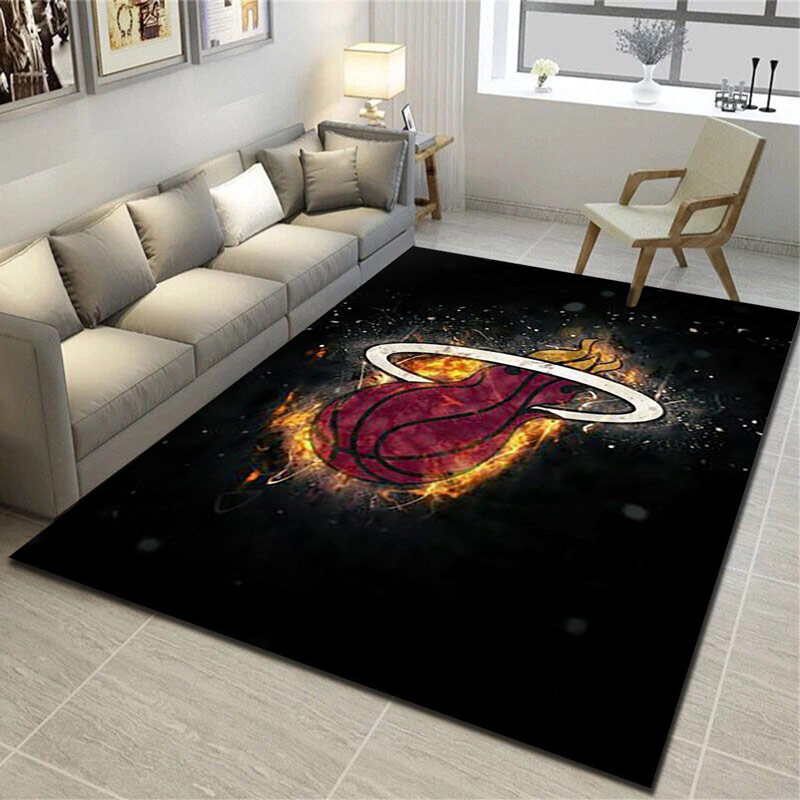 Miami Heat Area Rug NBA Area Rug Living Room Rug Indoor Outdoor Rugs Rectangle Carpet