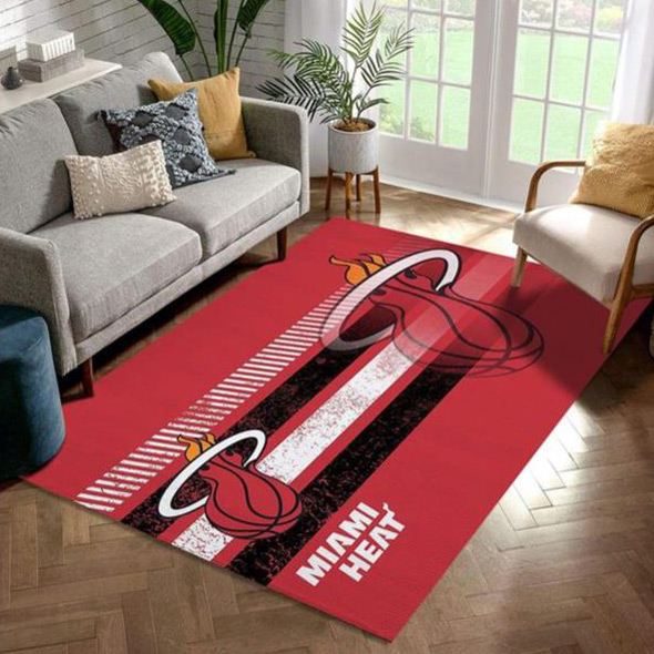 Miami Heat Area Rug NBA Area Rug Dining Room Rug Indoor Outdoor Rugs Rectangle Carpet