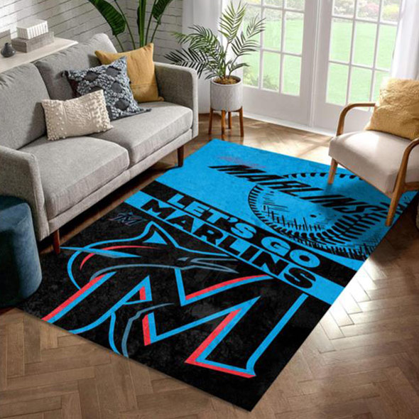 Miami Marlins Rug MLB Area Rug Bathroom Rug Indoor Outdoor Rug Rectangle Carpet