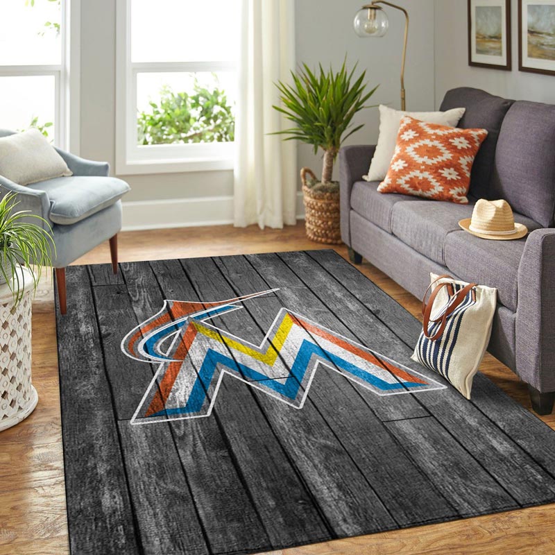 Miami Marlins Rug MLB Area Rug Bathroom Rug Indoor Rug Rectangle Carpet