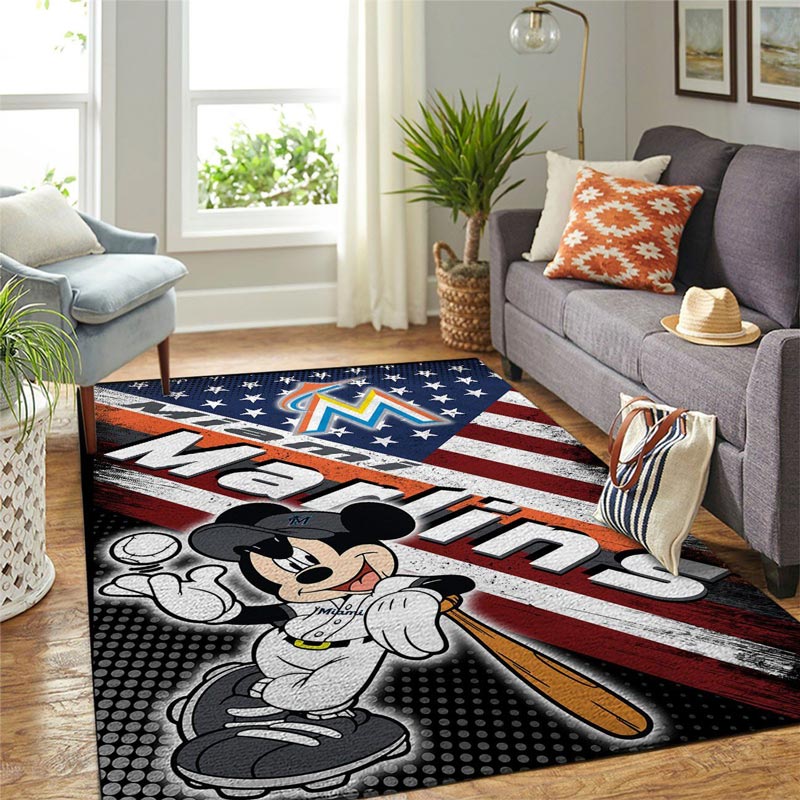 Miami Marlins Area Rug MLB Area Rug Kitchen Rug Outdoor Rug Rectangle Carpet