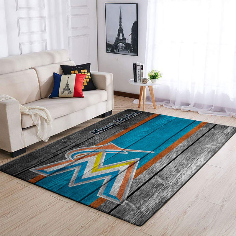 Miami Marlins Rug MLB Area Rug Kitchen Rug Indoor Outdoor Rugs Rectangle Carpet