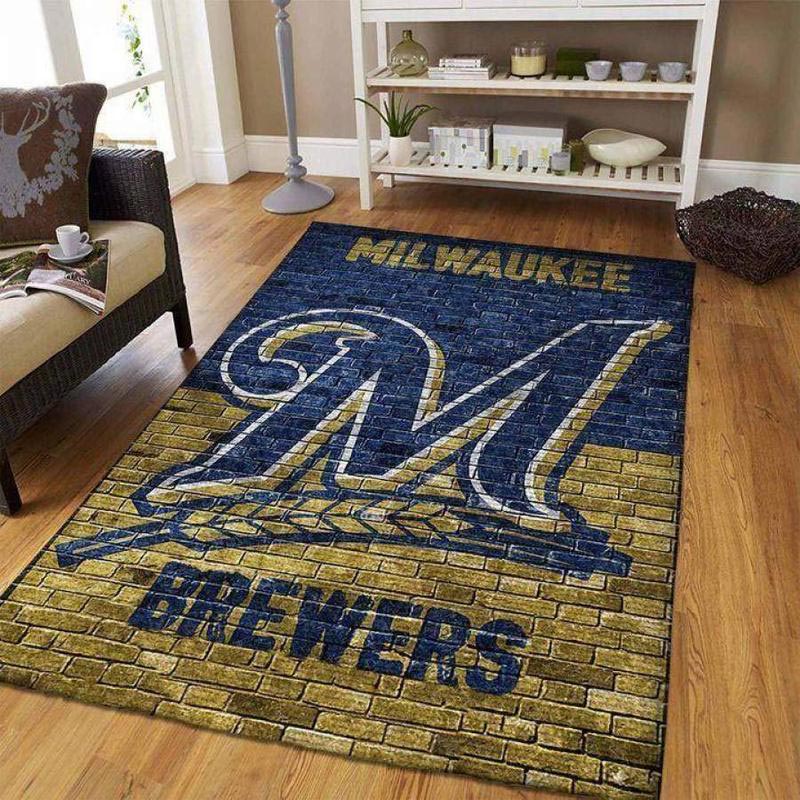 Milwaukee Brewers Area Rug MLB Area Rug Living Room Rug Outdoor Rugs Rectangle Carpet