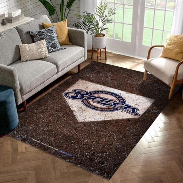 Milwaukee Brewers Rug MLB Area Rug Dining Room Rugs Outdoor Rugs Rectangle Carpet