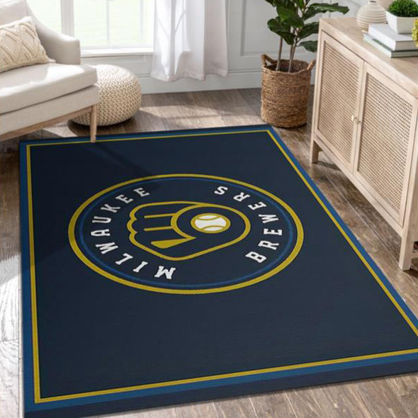 Milwaukee Brewers Rug MLB Area Rug Dining Room Rugs Indoor Outdoor Rugs Rectangle Carpet