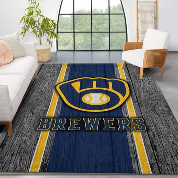 Milwaukee Brewers Area Rug MLB Area Rug Dining Room Rug Outdoor Rug Rectangle Carpet