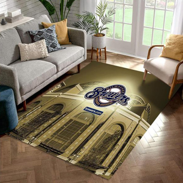 Milwaukee Brewers Area Rug MLB Area Rug Dining Room Rug Indoor Outdoor Rug Rectangle Carpet